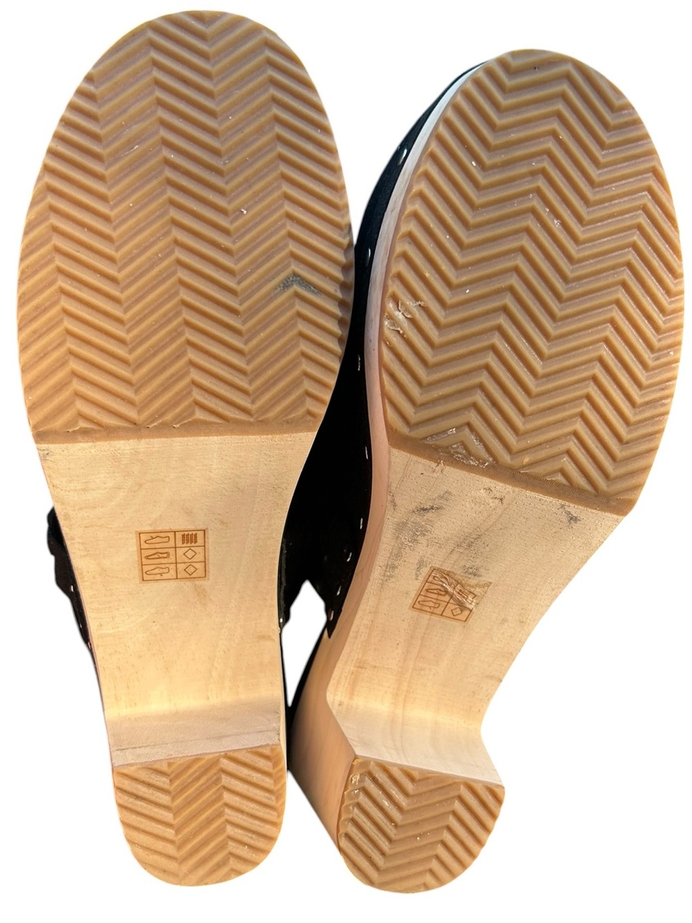 J. Crew Factory Sueded Wooden Platform Clogs 8.5 Boho Slip on Studded Braided - Picture 7 of 12